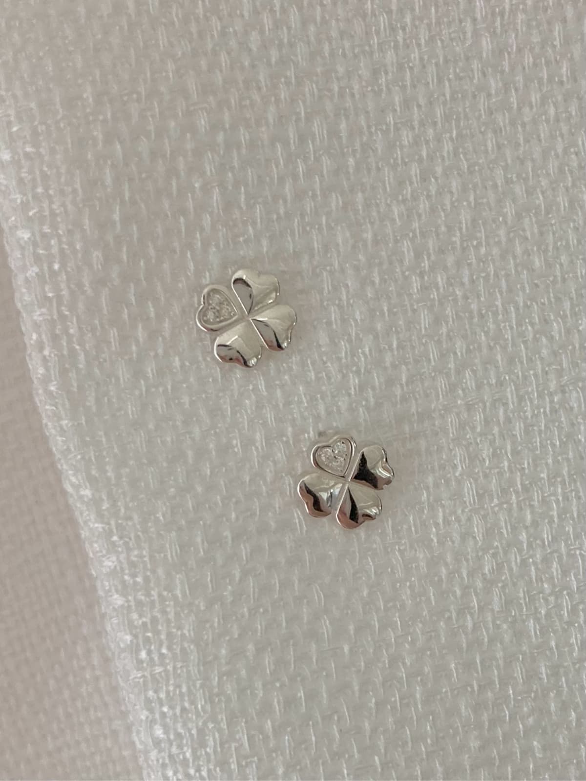 925 Silver Crystal Cubic Four-Leaf Clover Earrings - 이미지 2