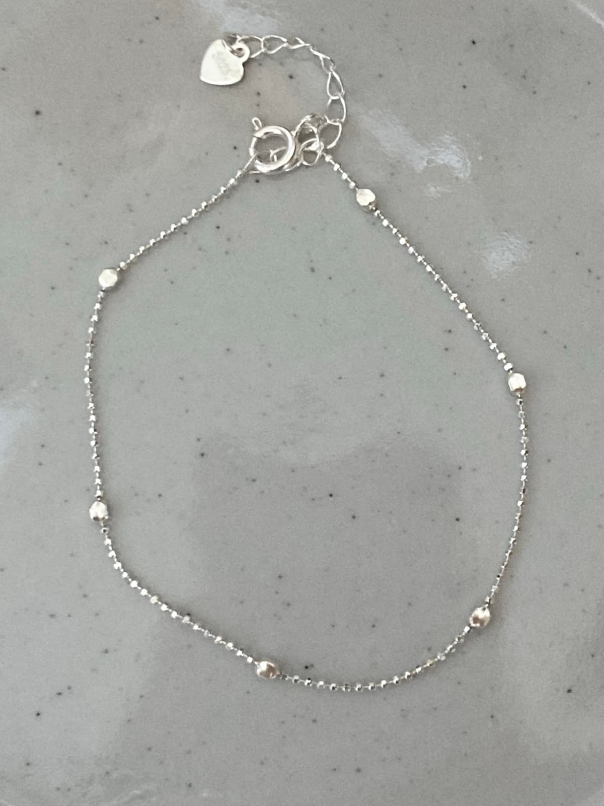 925 Silver Ball Chain Square Cube Bracelet - 이미지 7