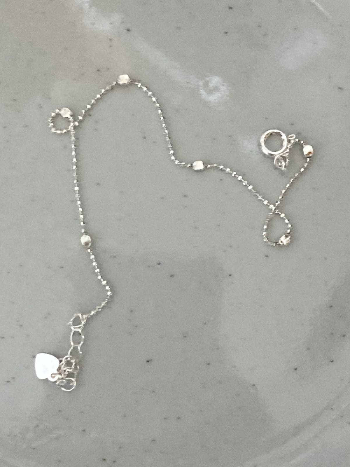 925 Silver Ball Chain Square Cube Bracelet - 이미지 2