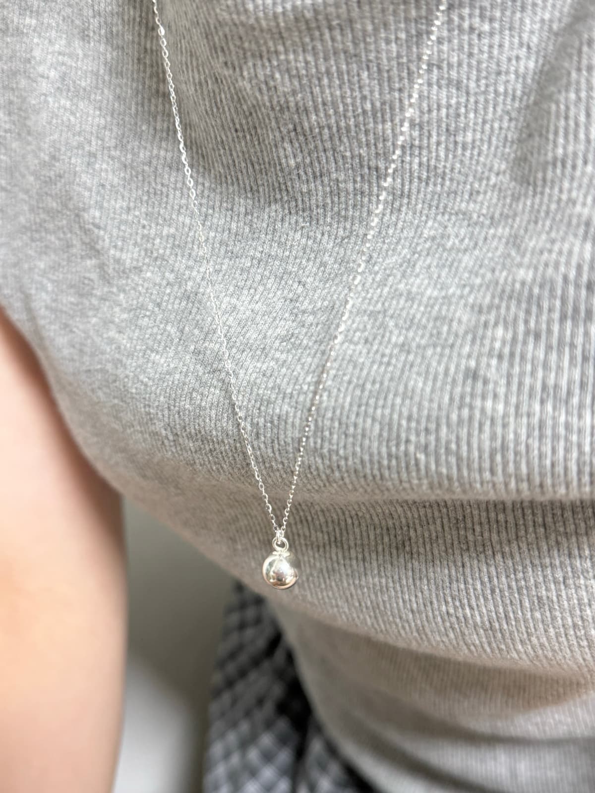 925 Silver Round Ball Drop Necklace 8mm 10mm - 이미지 3