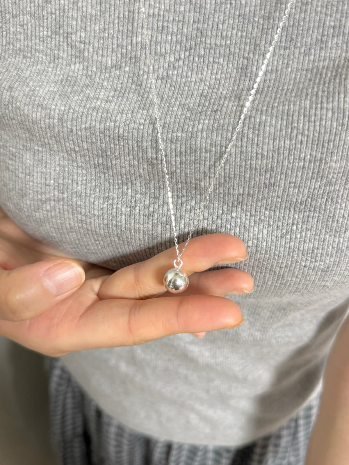 925 Silver Round Ball Drop Necklace 8mm 10mm - 이미지 9