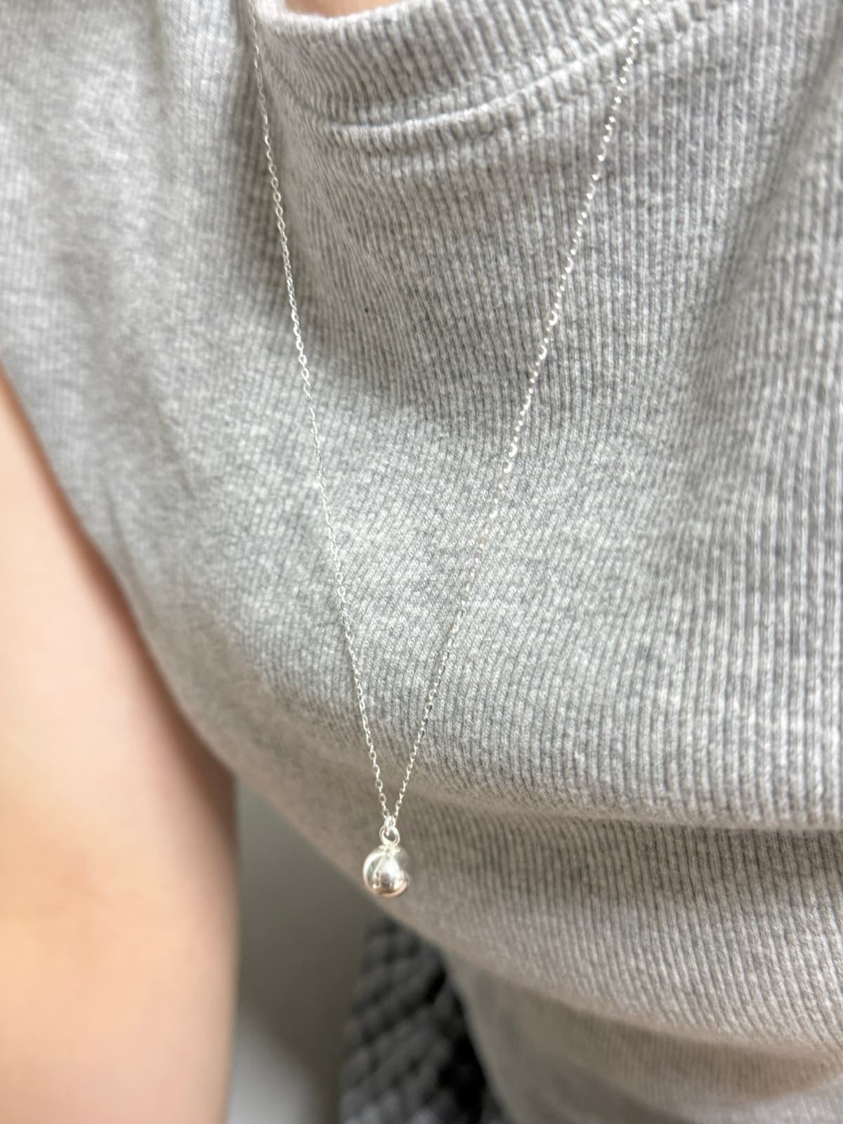 925 Silver Round Ball Drop Necklace 8mm 10mm - 이미지 2