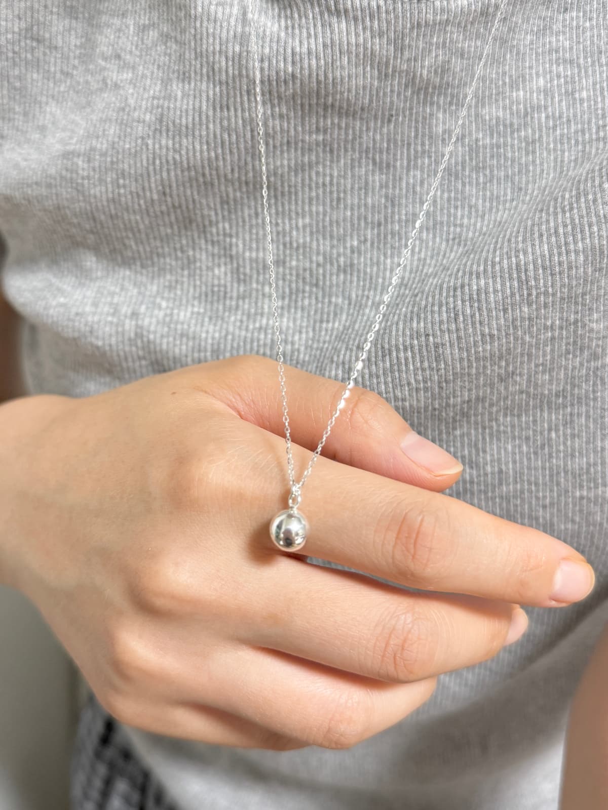 925 Silver Round Ball Drop Necklace 8mm 10mm - 이미지 5