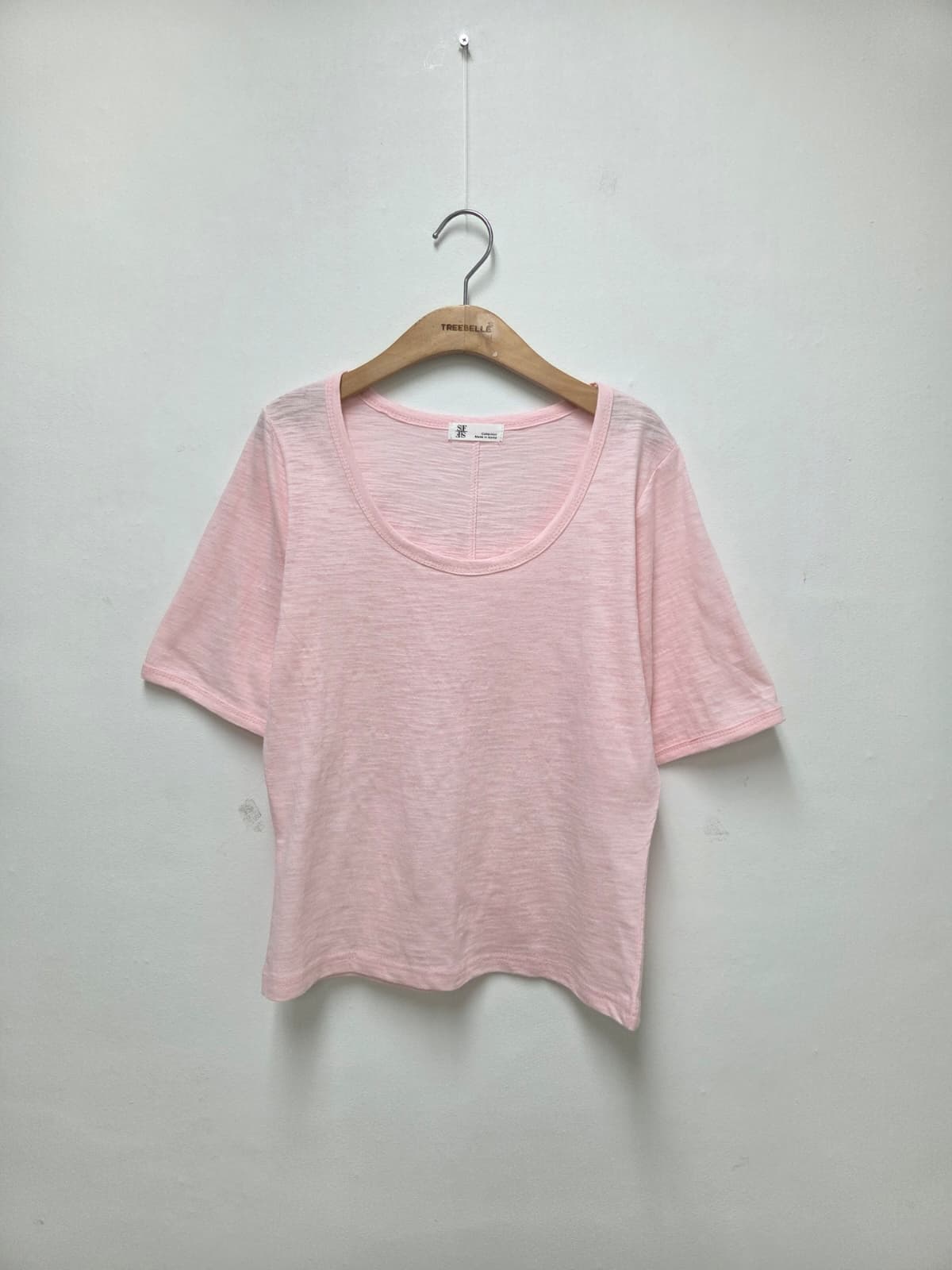 U-neck Big Sleeve T-shirt (New Summer Short Sleeve Drop Shoulder Basic T-shirt) - 이미지 9