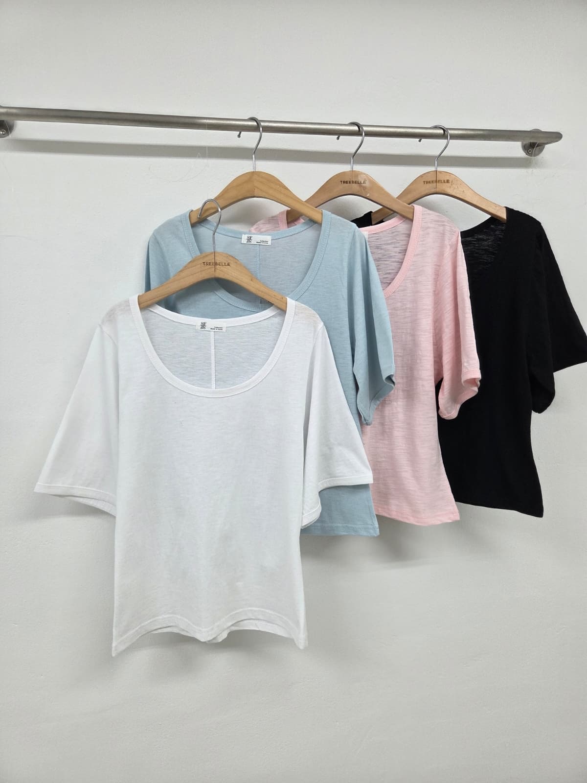 U-neck Big Sleeve T-shirt (New Summer Short Sleeve Drop Shoulder Basic T-shirt) - 이미지 6