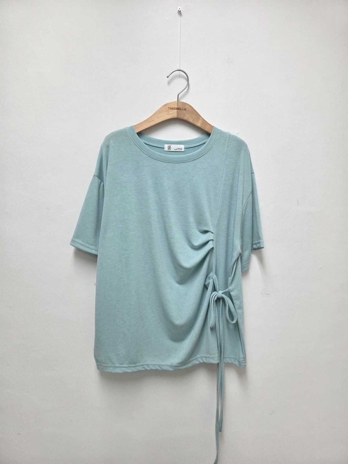 Ribbon T-shirt (New Short Sleeve T-shirt, Ribbon T-shirt, Side Pleated Flowy T-shirt) - 이미지 10