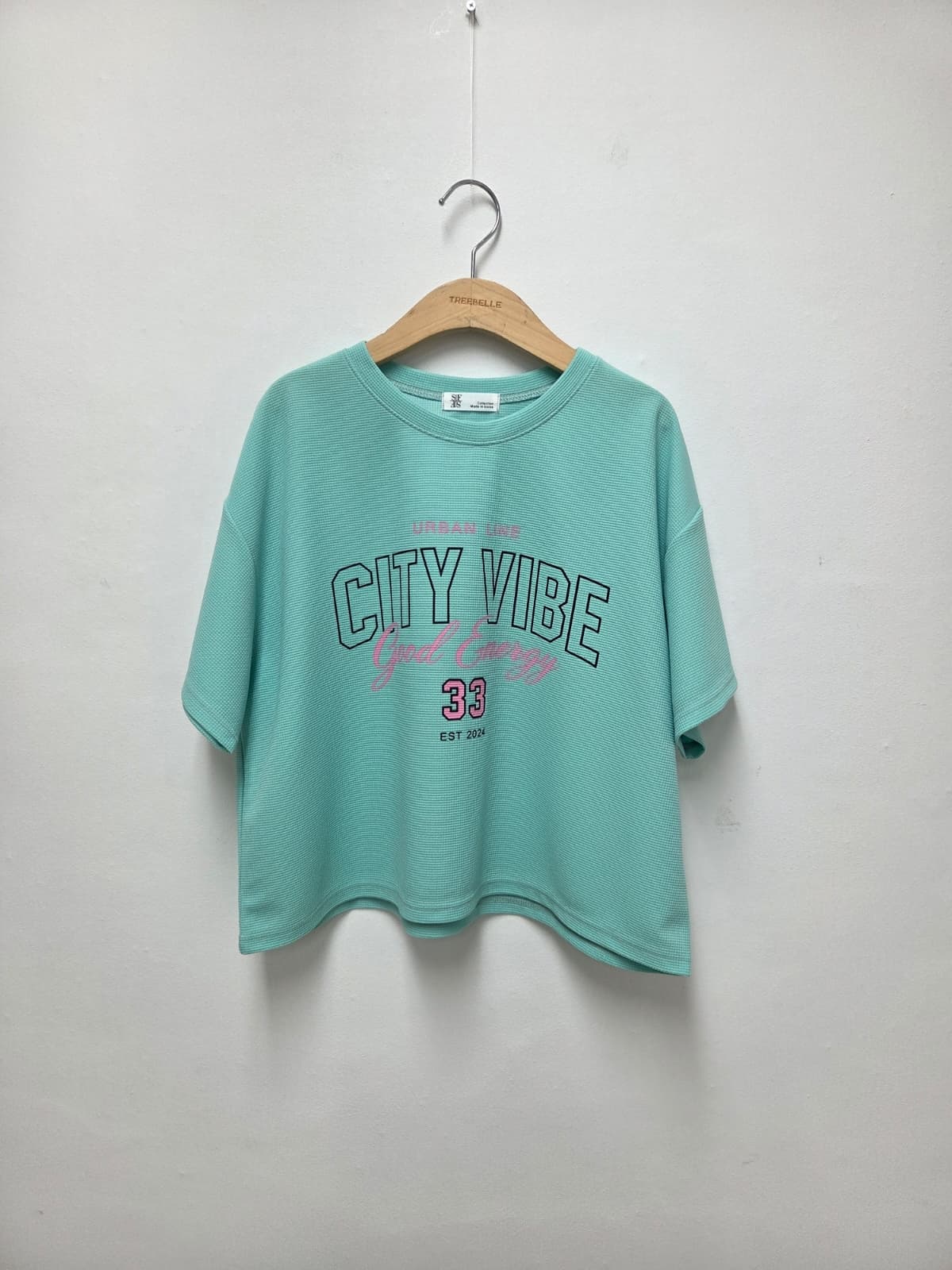 Waffle Print T-shirt (New Summer Short Sleeve T-shirt Crop Top Sporty Print T-shirt) - 이미지 11