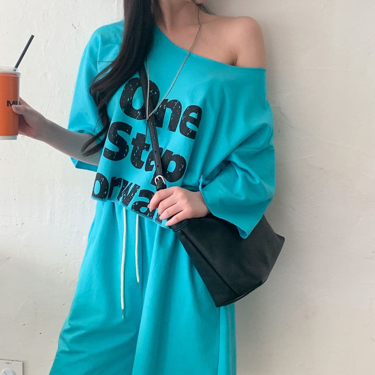 One-Step Cutting T-Shirt (New Summer Short Sleeve T-Shirt Drop Shoulder Crop T-Shirt Printed T-Shirt) - 이미지 1