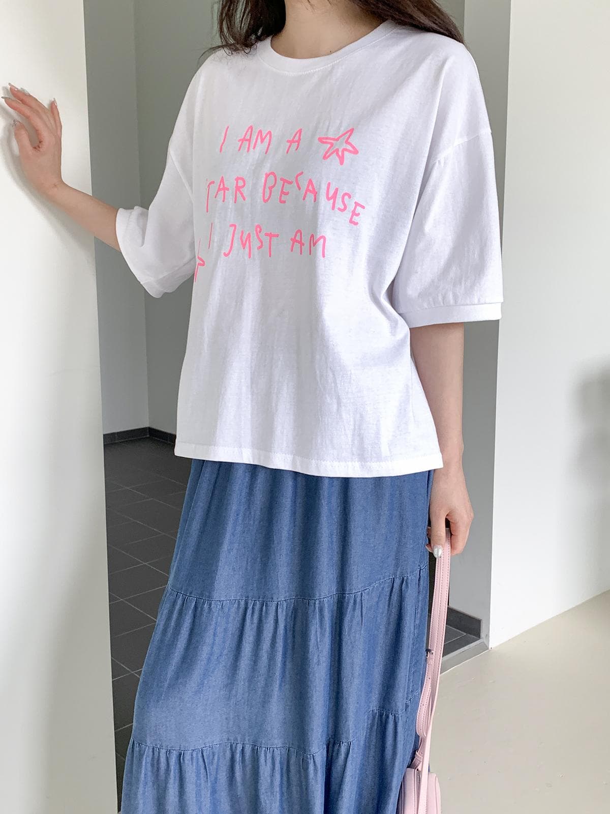 AM Printed T-shirt (New Summer Boxy T-shirt, Short Sleeve T-shirt, Cotton T-shirt, Round Neck Printed T-shirt) - 이미지 3