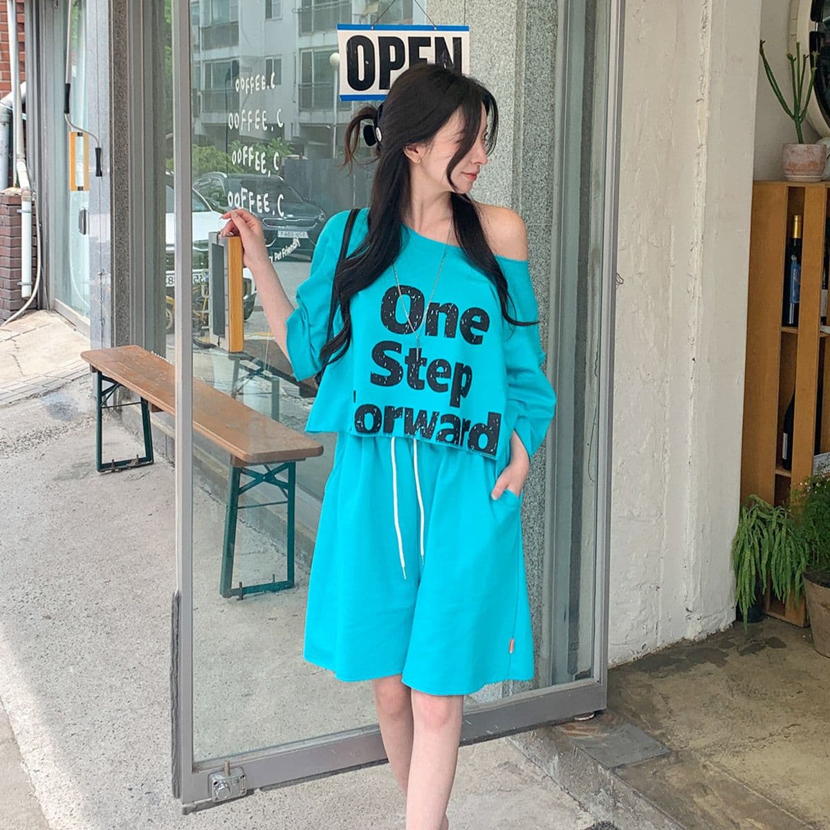 One-Step SET (Short-sleeve set, Shorts set, New Summer Printed Crop) - 이미지 5