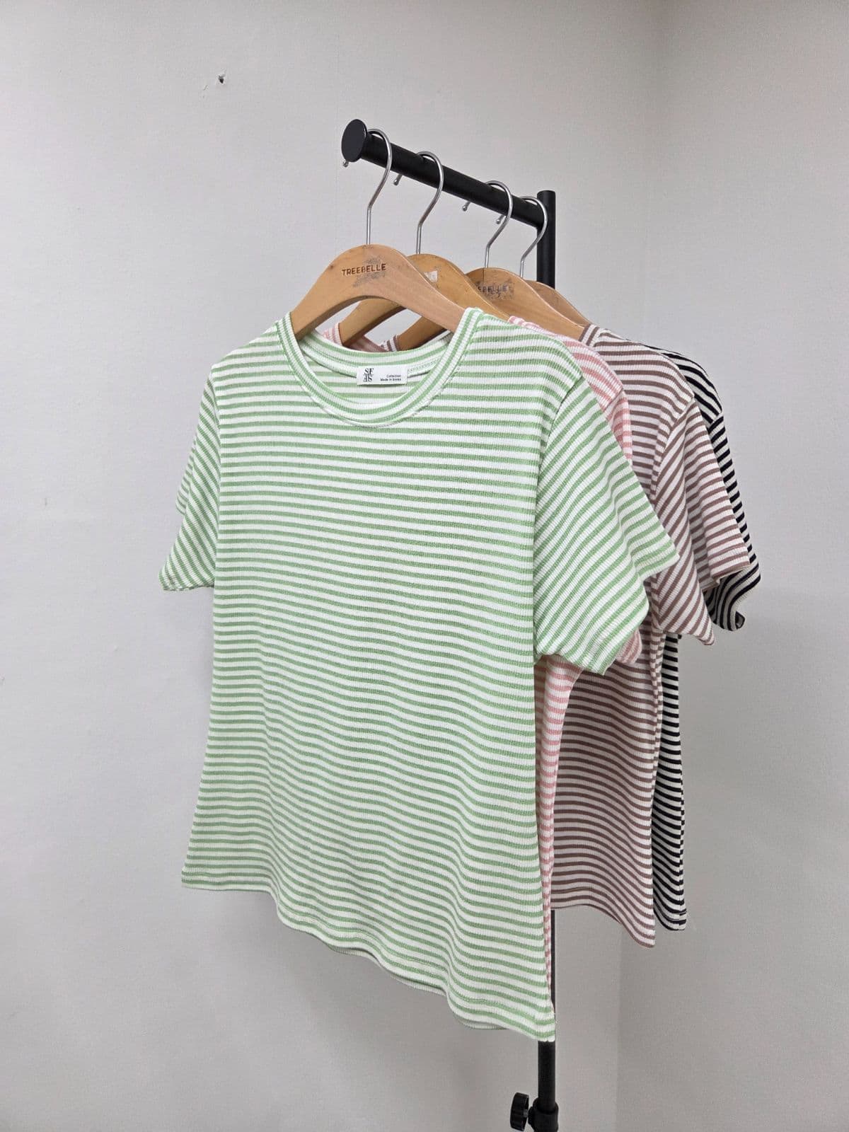 Cocktail Striped Tee (New Short Sleeve Tee, Stretch Basic Tee, Striped, Flowy, Cooling) - 이미지 4