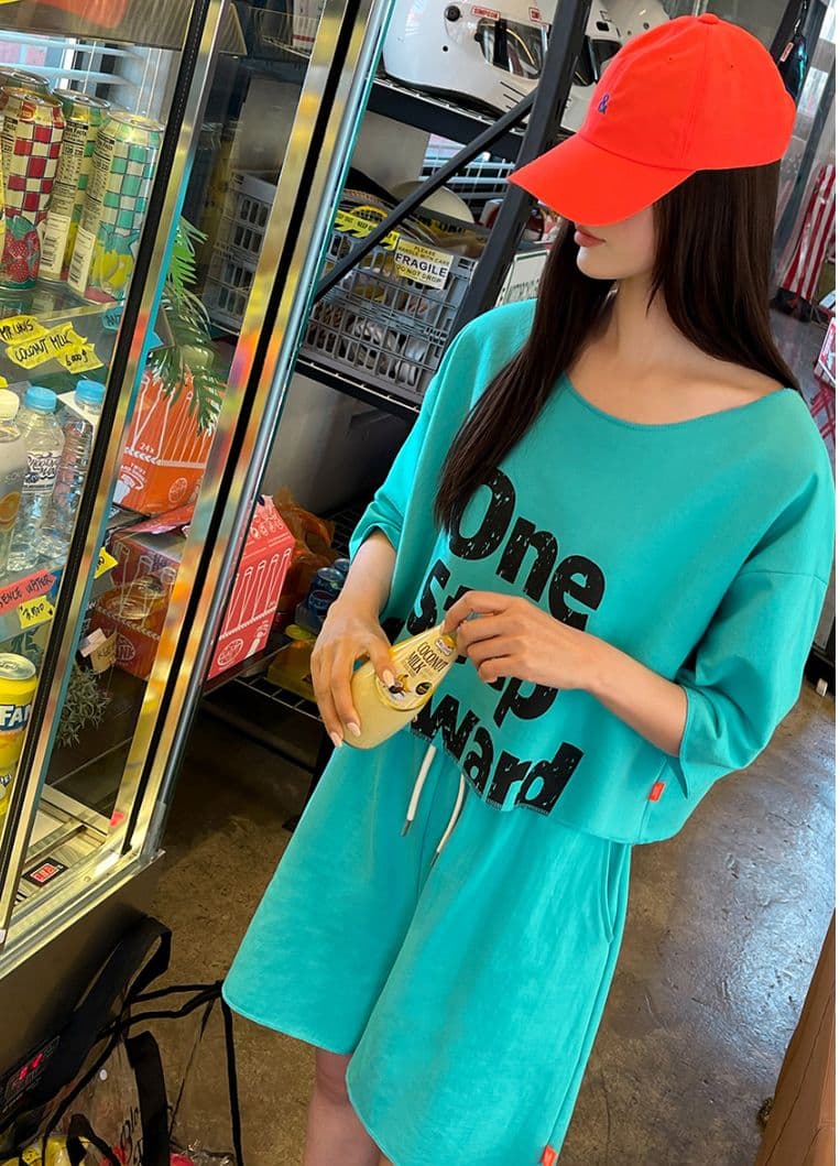 One-Step SET (Short-sleeve set, Shorts set, New Summer Printed Crop) - 이미지 6
