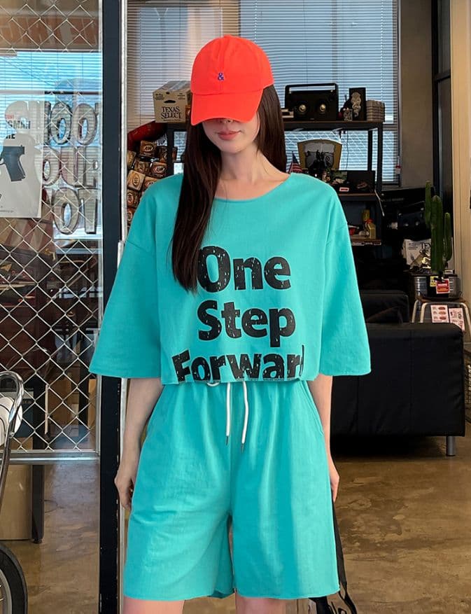 One-Step SET (Short-sleeve set, Shorts set, New Summer Printed Crop) - 이미지 2