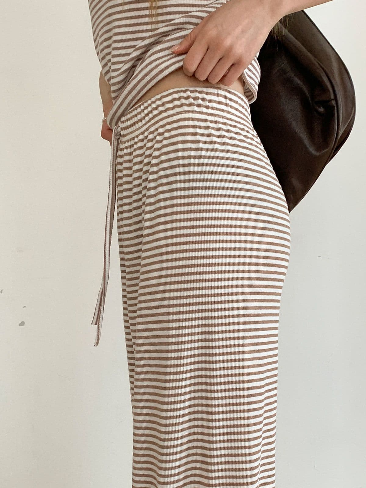 Cocktail Striped Pants (New Arrival Long Pants Flowy Wide Pants Straight Wide Pants) - 이미지 2