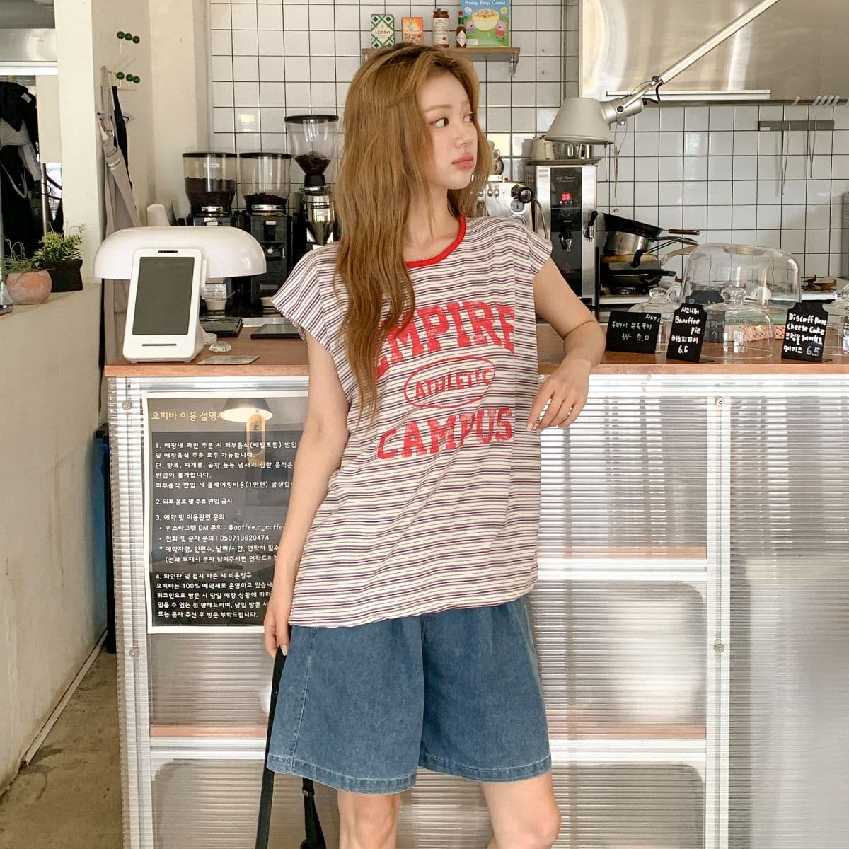 Dream Sleeveless T-shirt (Striped Boxy Sleeveless Printed Sleeveless) - 이미지 2