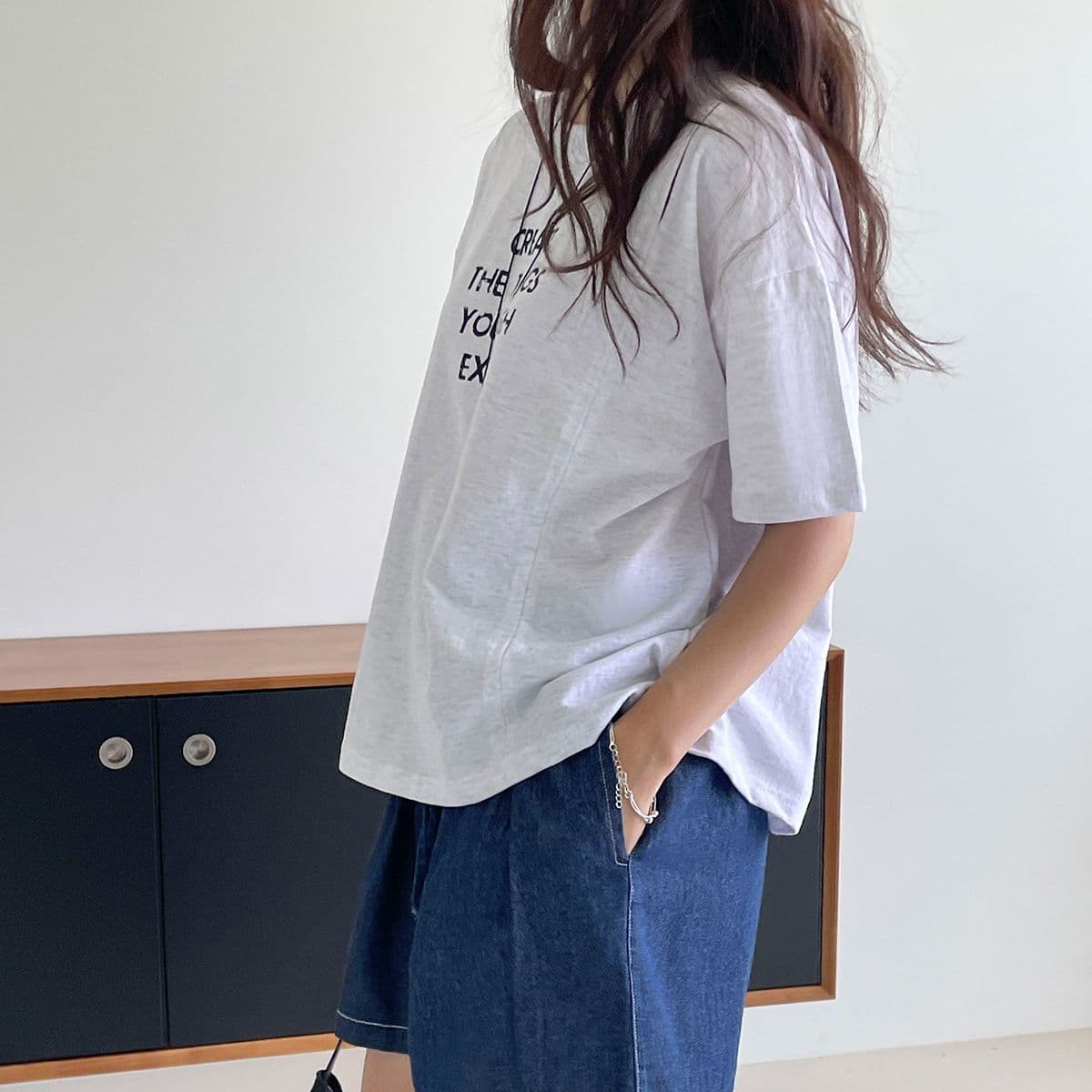 Slit T-shirt (New Short Sleeve T-shirt Summer Slit T-shirt Printed T-shirt Basic) - 이미지 4