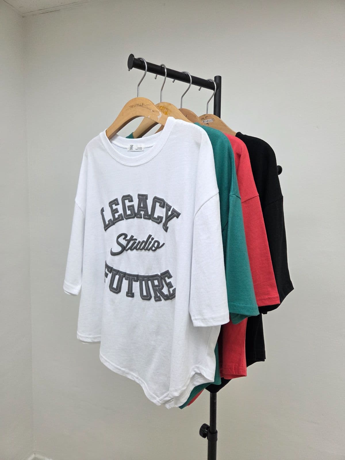 Asymmetrical Print T-shirt (New Summer Short Sleeve T-shirt Boxy T-shirt Lettering Cotton T-shirt Round Neck) - 이미지 10
