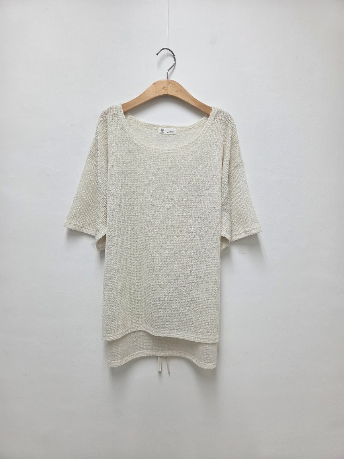 Long Tie Knit T-shirt (New Short Sleeve T-shirt, Summer Knit Fabric) - 이미지 8