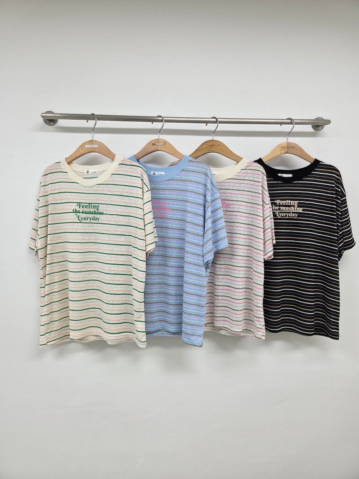 Tencel Striped T-shirt (New Summer Short Sleeve T-shirt, Striped Print T-shirt, Cool T-shirt) - 이미지 6