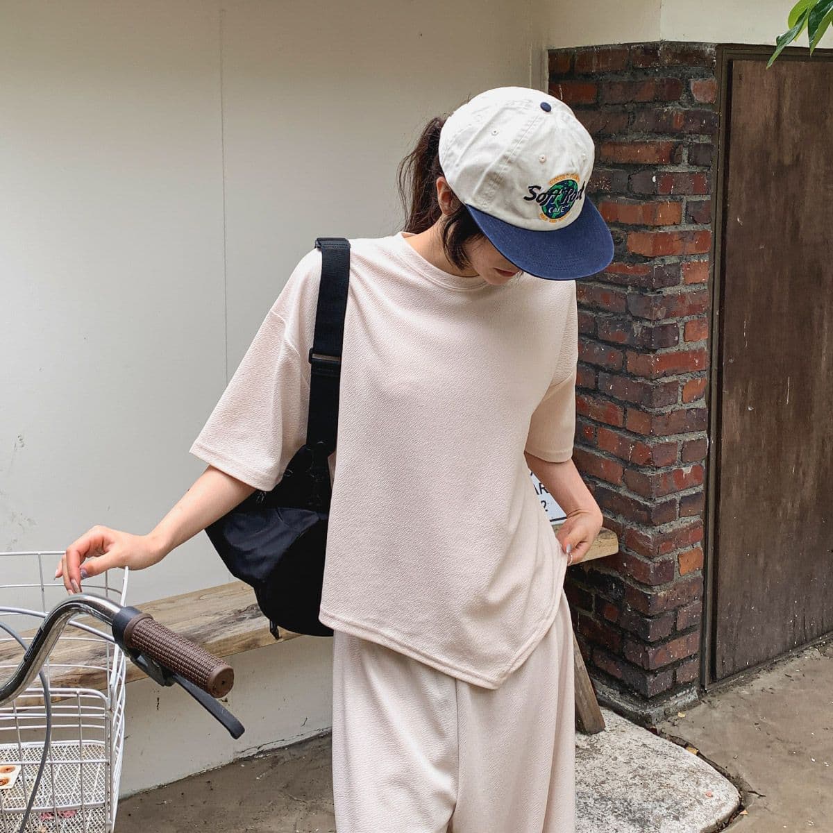 Tess Asymmetrical T-shirt (New Summer Asymmetrical Short Sleeve Tee Daily Stretch) - 이미지 2