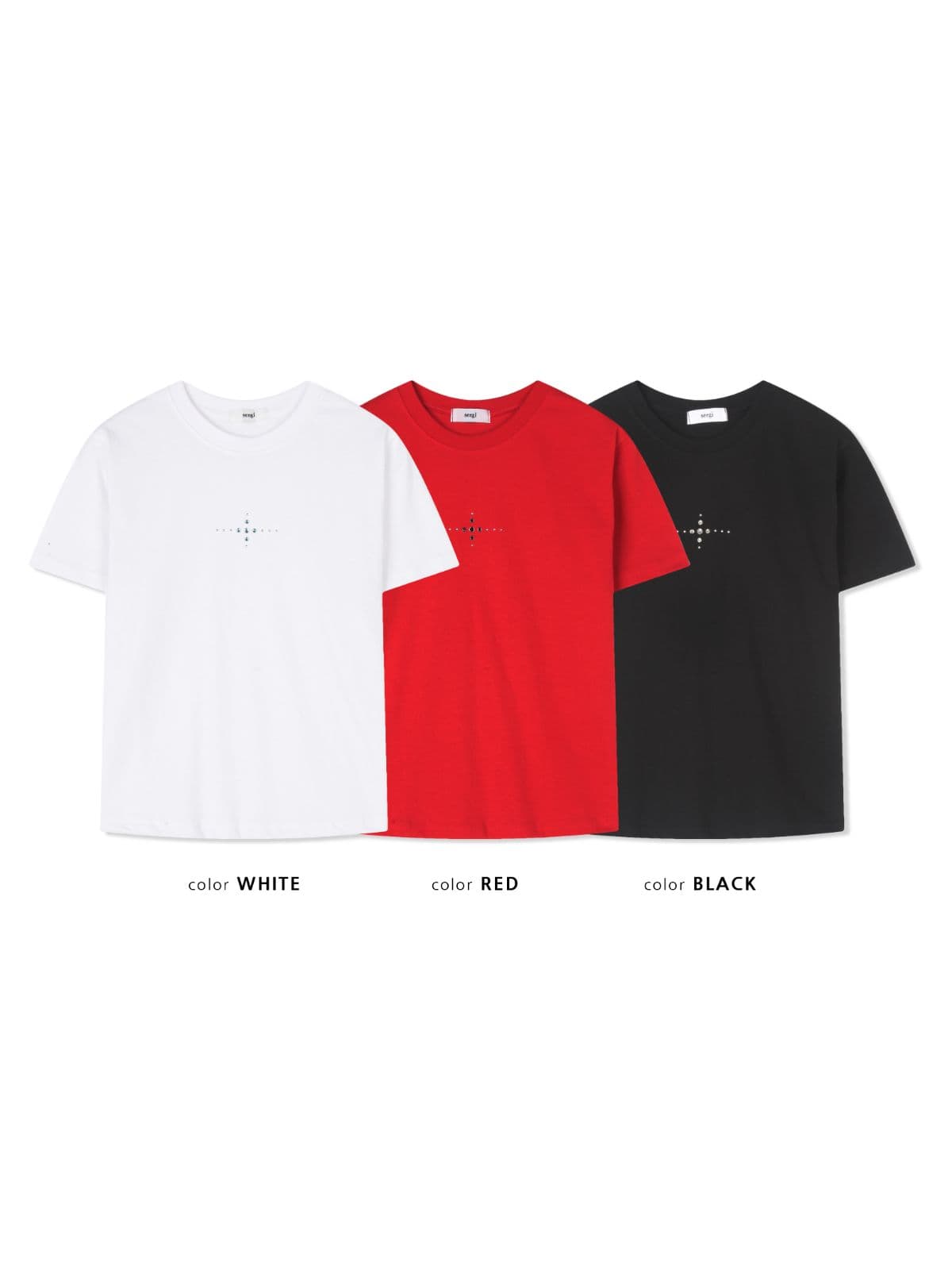 Special Feature) Piece Short Sleeve T-shirt - Tumble Wash Hotfix Stud Crop Top Cotton T-shirt Made in Korea Fit Guaranteed - 이미지 1