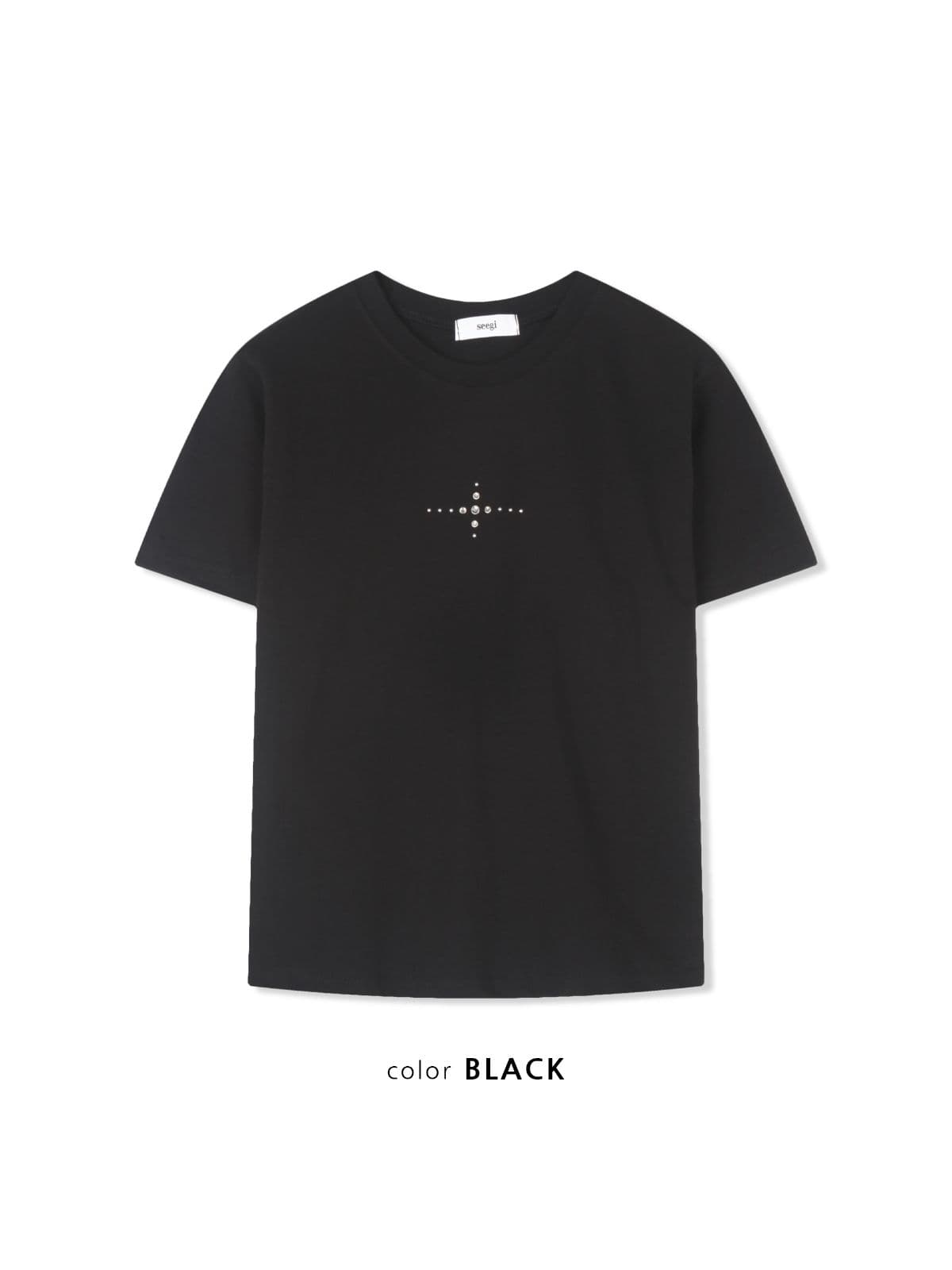 Special Feature) Piece Short Sleeve T-shirt - Tumble Wash Hotfix Stud Crop Top Cotton T-shirt Made in Korea Fit Guaranteed - 이미지 3