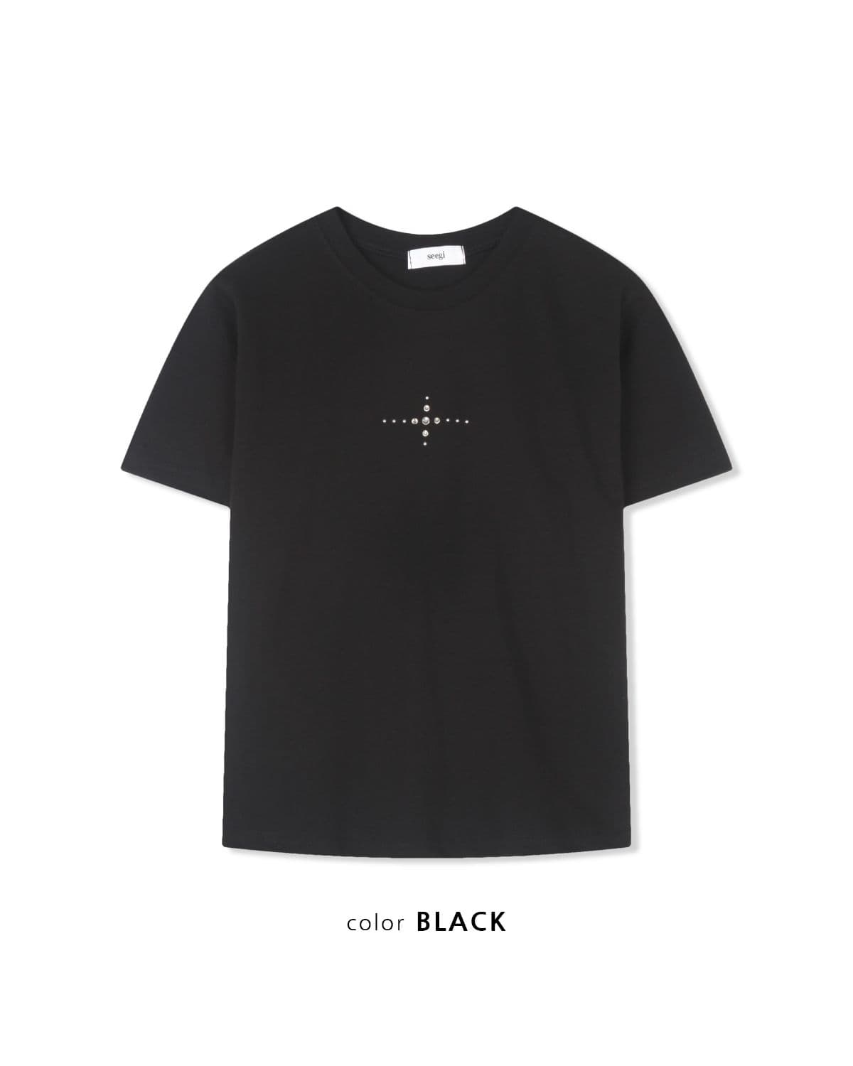 Feature) Piece Short Sleeve T-shirt - Tumble Wash Hotfix Stud Crop Top Cotton T-shirt Made in Korea Y2K - 이미지 11