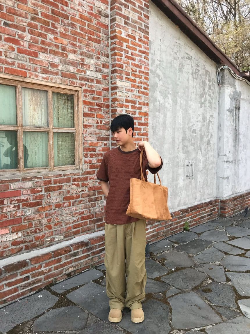 Fine Striped Short Sleeve Tee - Cotton Layering Tee Ringer Tee Men's Short Sleeve Stripe New Arrival - 이미지 10
