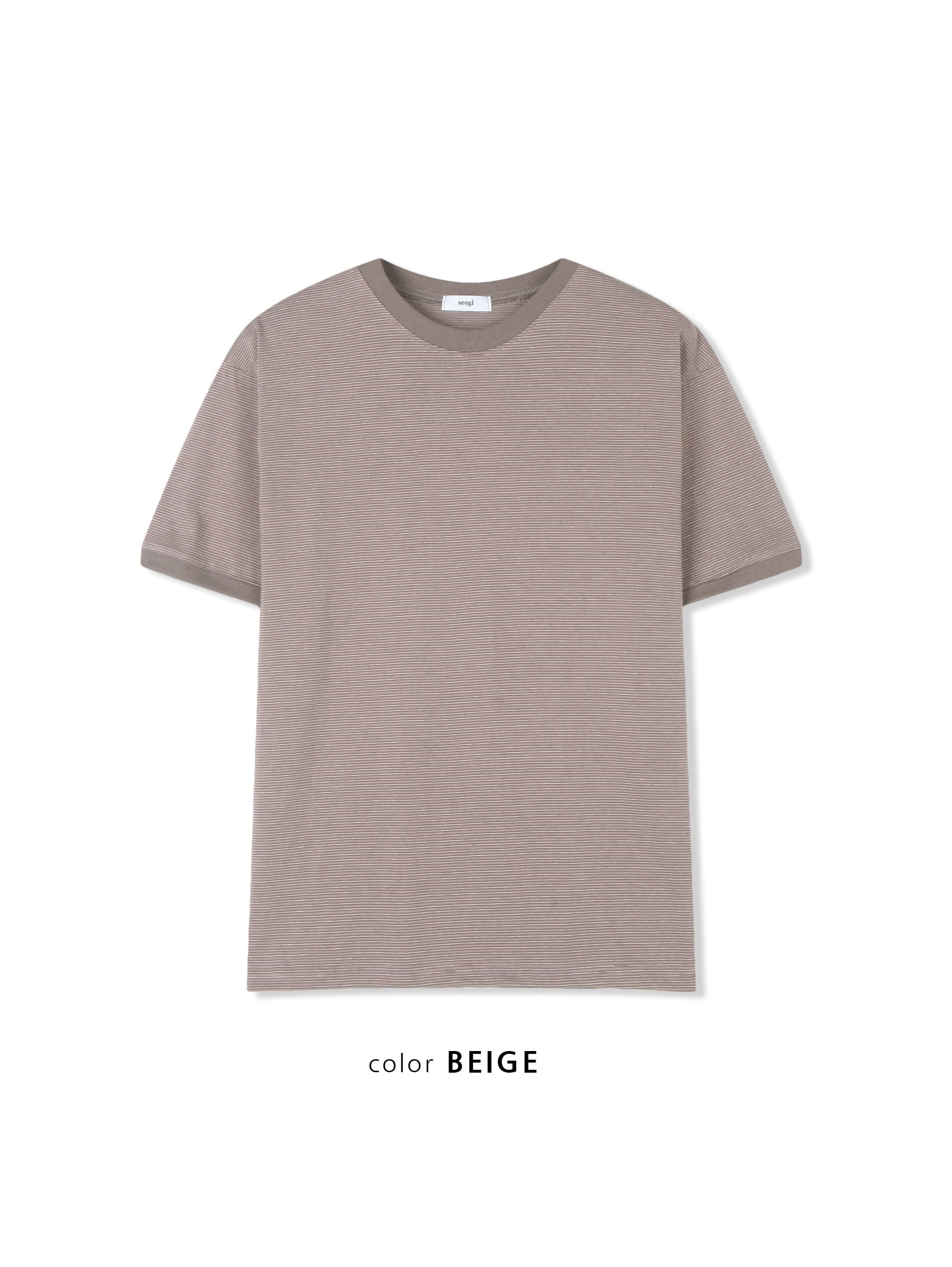 Fine Striped Ringer Tee - Striped Cotton Layered Tee Unisex Made in Korea - 이미지 10