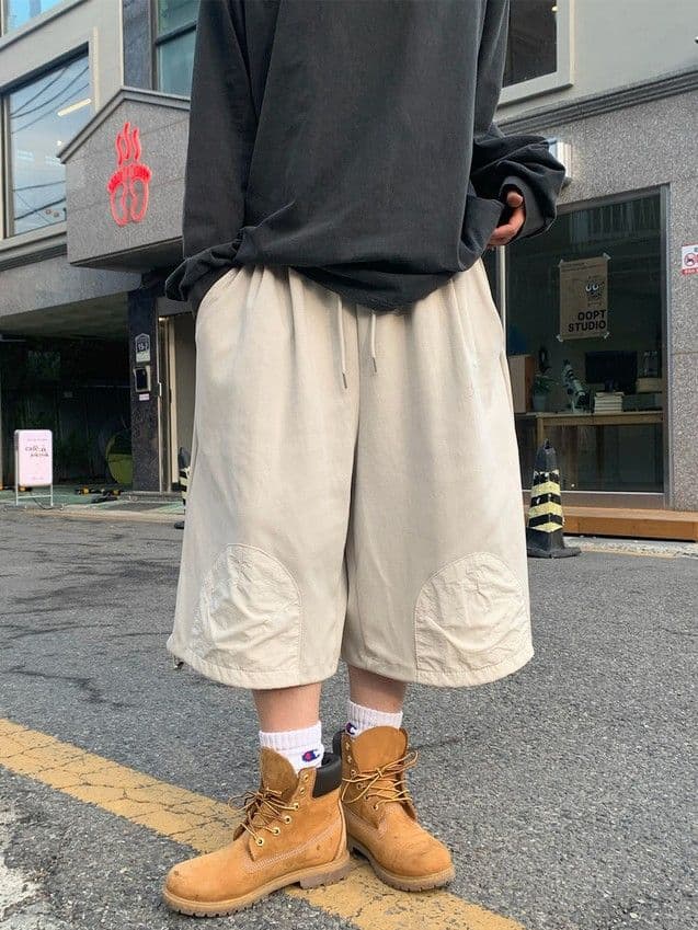 Tonton Nylon Patch Bermuda Length Half Pants with Drawstring, Made in Korea - 이미지 1