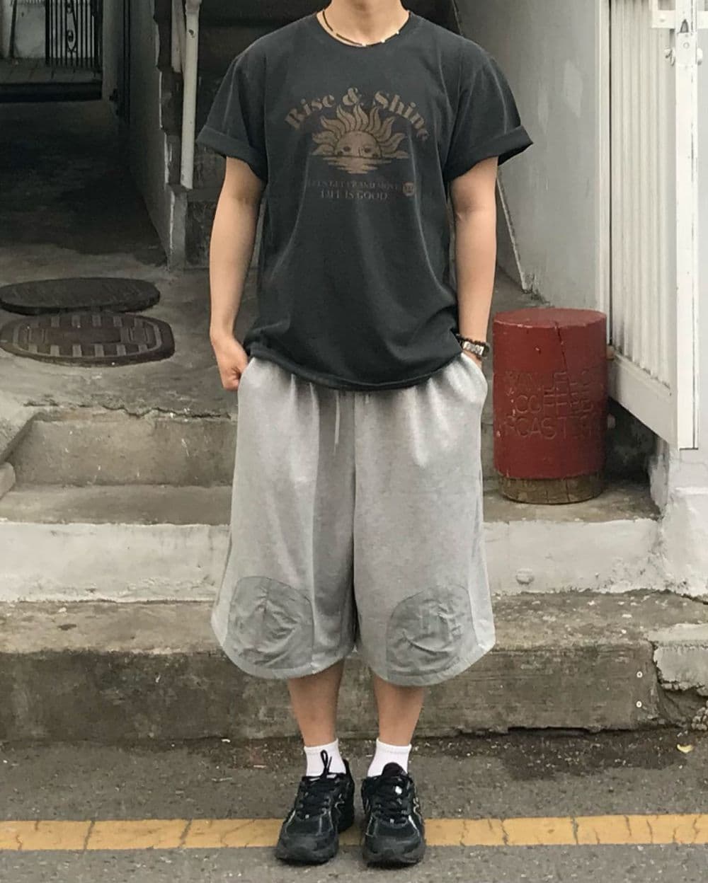 Tonton Bermuda Pants Nylon Patch 3/4 Length Water-resistant Unisex Jogger Drawstring Half Pants - 이미지 2
