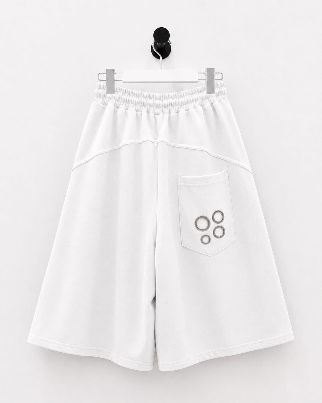 New Arrival) Keyring Cut-out Bermuda Shorts Back Pocket Eyelet Wide Shorts Unisex Made in Korea - 이미지 7