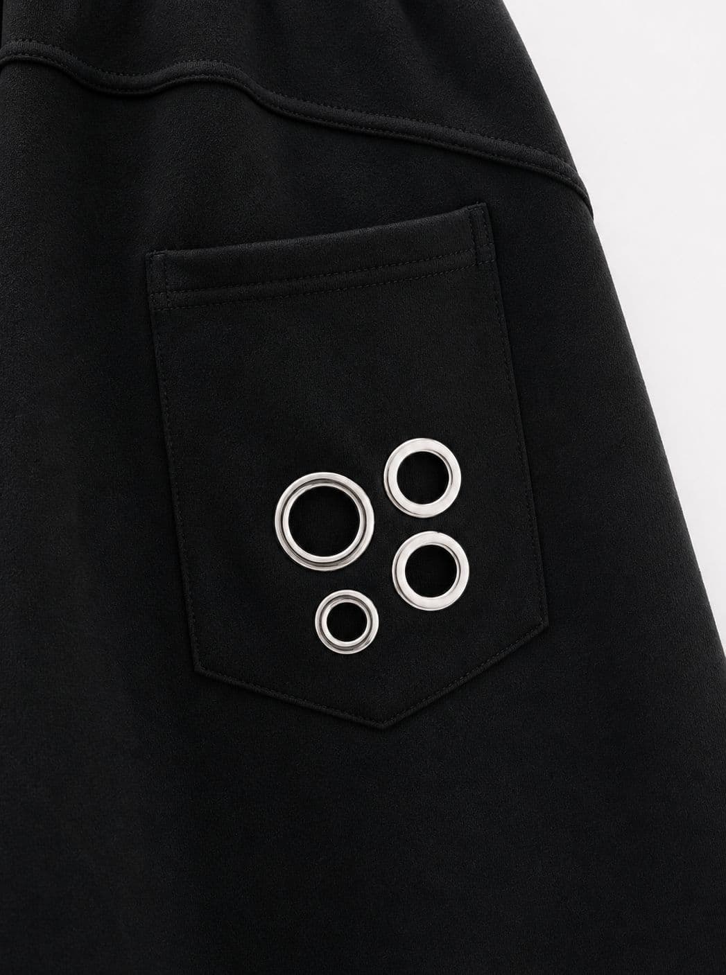 Back Pocket Eyelet Keyring Cutout 3/4 Length 3/4 Length Wide Half Pants Made in Korea Unisex - 이미지 8