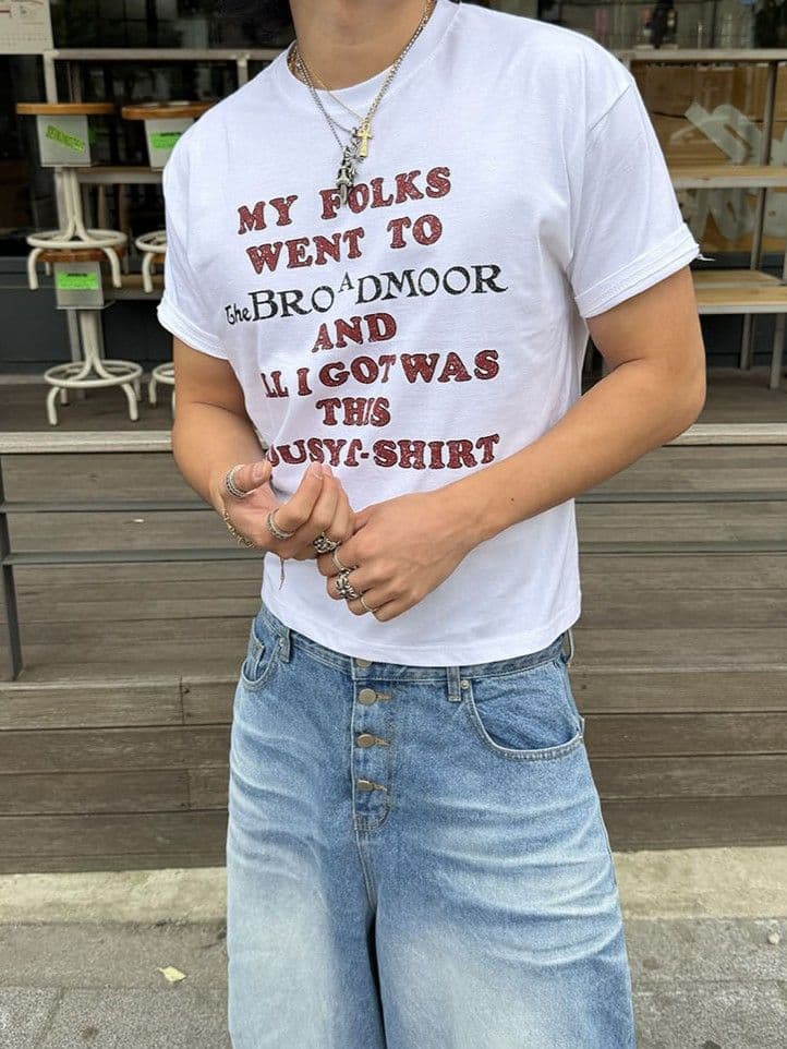 Feature) Men's Crop Top, Loose Print Short Sleeve T-shirt, 20-Count Unisex Layering Popular New Arrival - 이미지 11