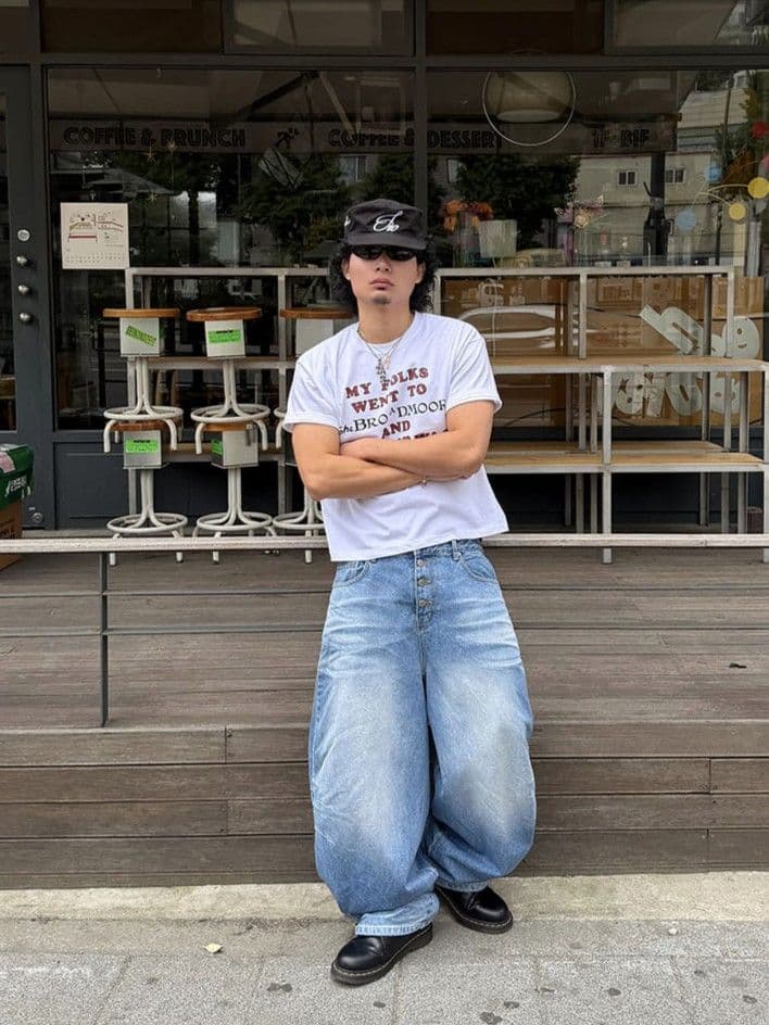 Feature) Men's Crop Top, Loose Print Short Sleeve T-shirt, 20-Count Unisex Layering Popular New Arrival - 이미지 9