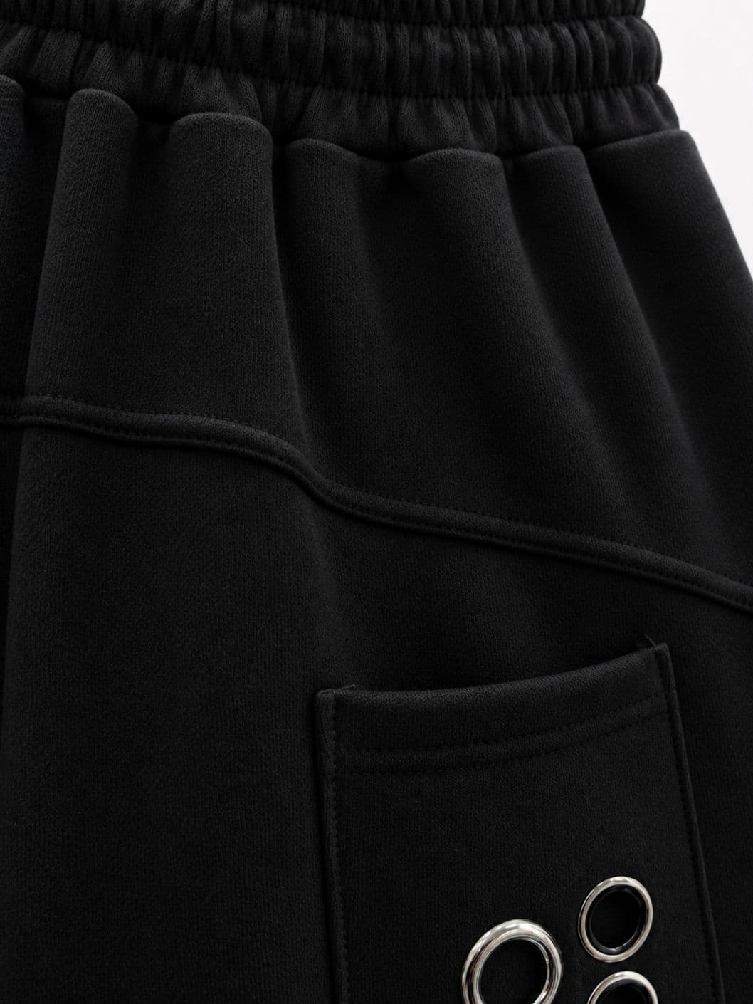 Back pocket eyelet keyring cut-out pants half Bermuda 7/8 length unisex made in Korea - 이미지 10