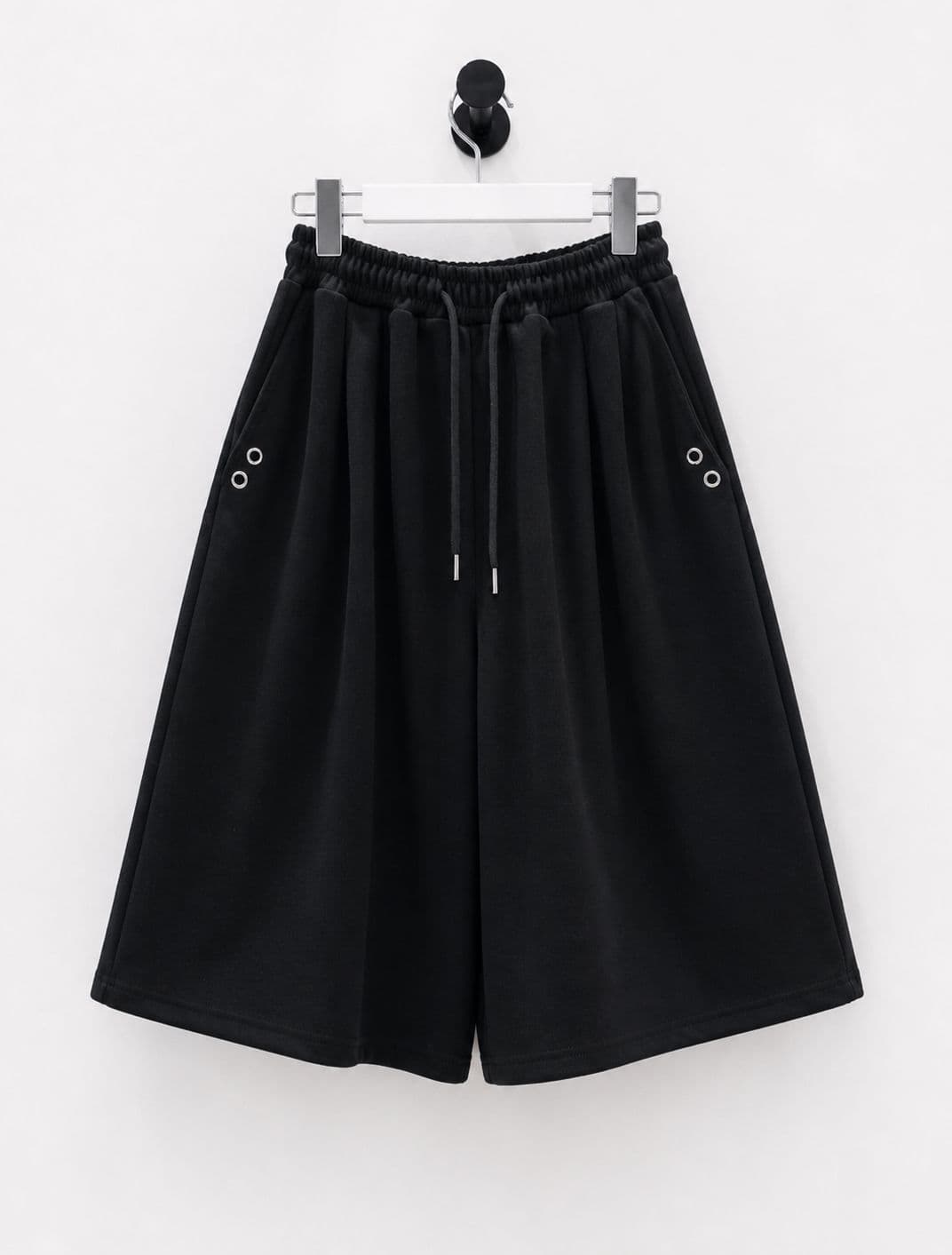 Back pocket eyelet keyring cut-out pants half Bermuda 7/8 length unisex made in Korea - 이미지 8