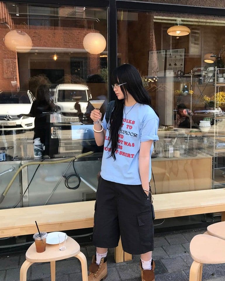 Feature) Women's Loose Fit Men's Crop Loose Short Sleeve T-shirt 20-Count Cotton Unisex Popular New Arrival - 이미지 8