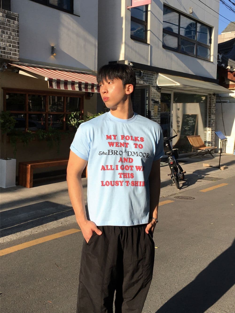 Rouge Vintage Printed 20-Count Short Sleeve T-Shirt - Unisex Men's Crop Top Loose Fit Popular New Arrival - 이미지 5