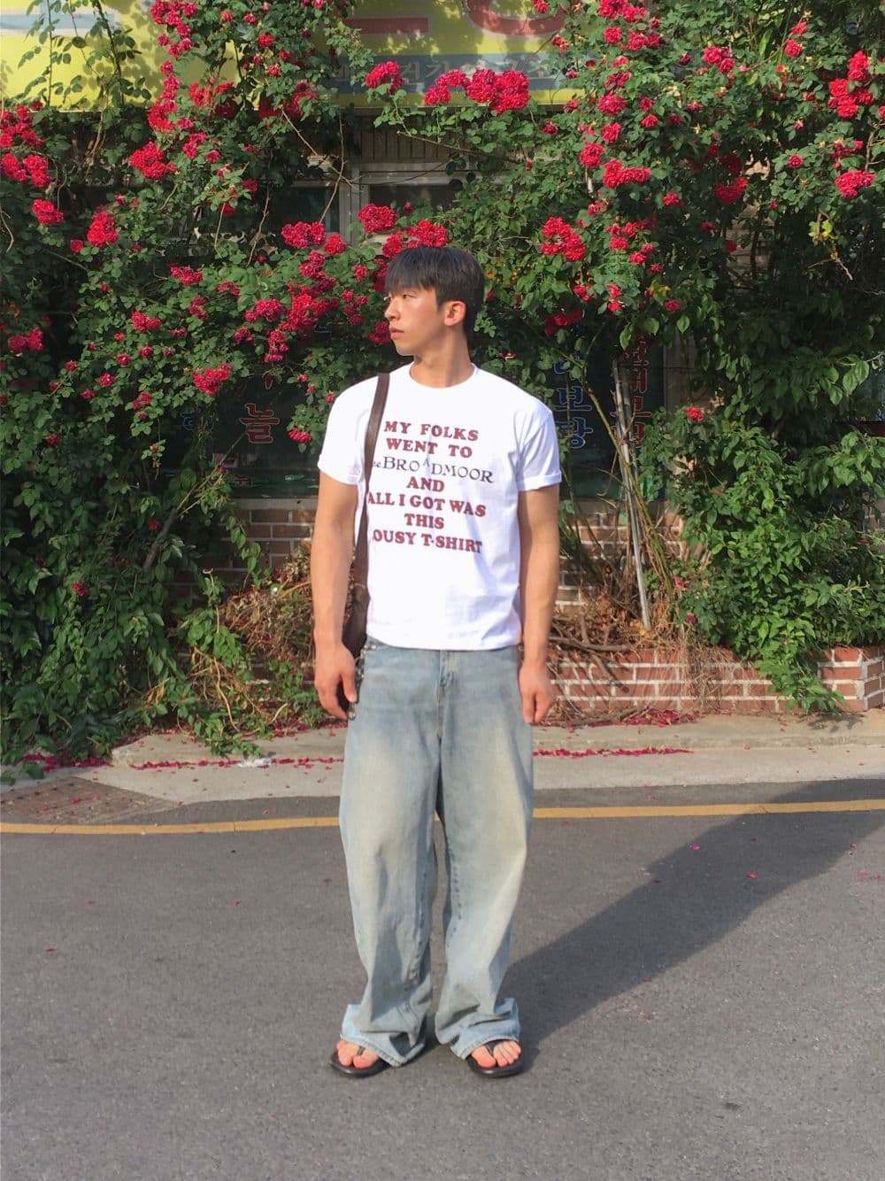 Rouge Vintage Printed 20-Count Short Sleeve T-Shirt - Unisex Men's Crop Top Loose Fit Popular New Arrival - 이미지 7