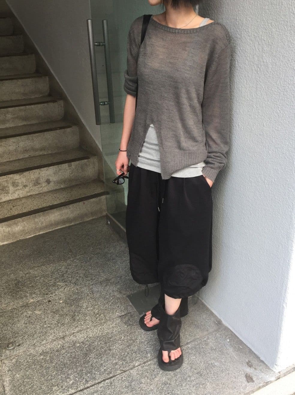 Tonton 3/4 length pants shorts drawstring joggers Bermuda balloon fit nylon patch Capri - 이미지 16