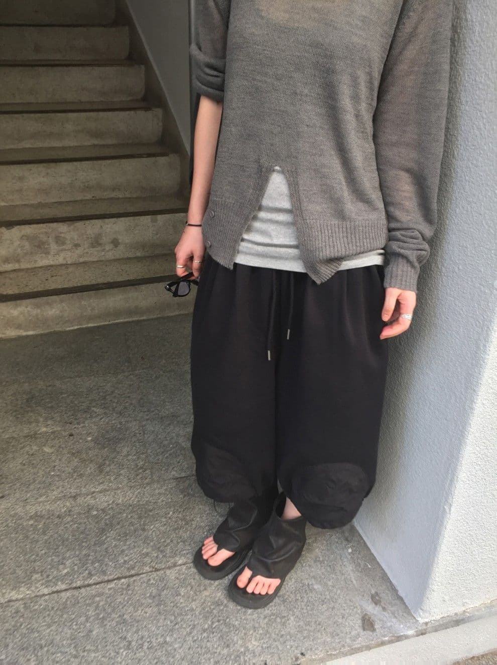Tonton 3/4 length pants shorts drawstring joggers Bermuda balloon fit nylon patch Capri - 이미지 17