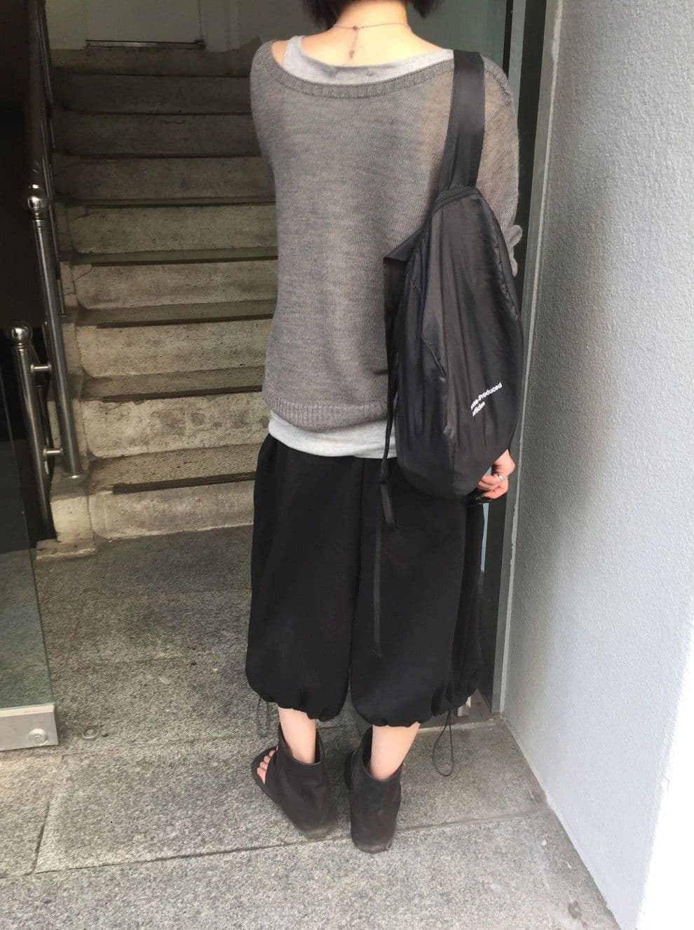 Tonton 3/4 length pants shorts drawstring joggers Bermuda balloon fit nylon patch Capri - 이미지 18