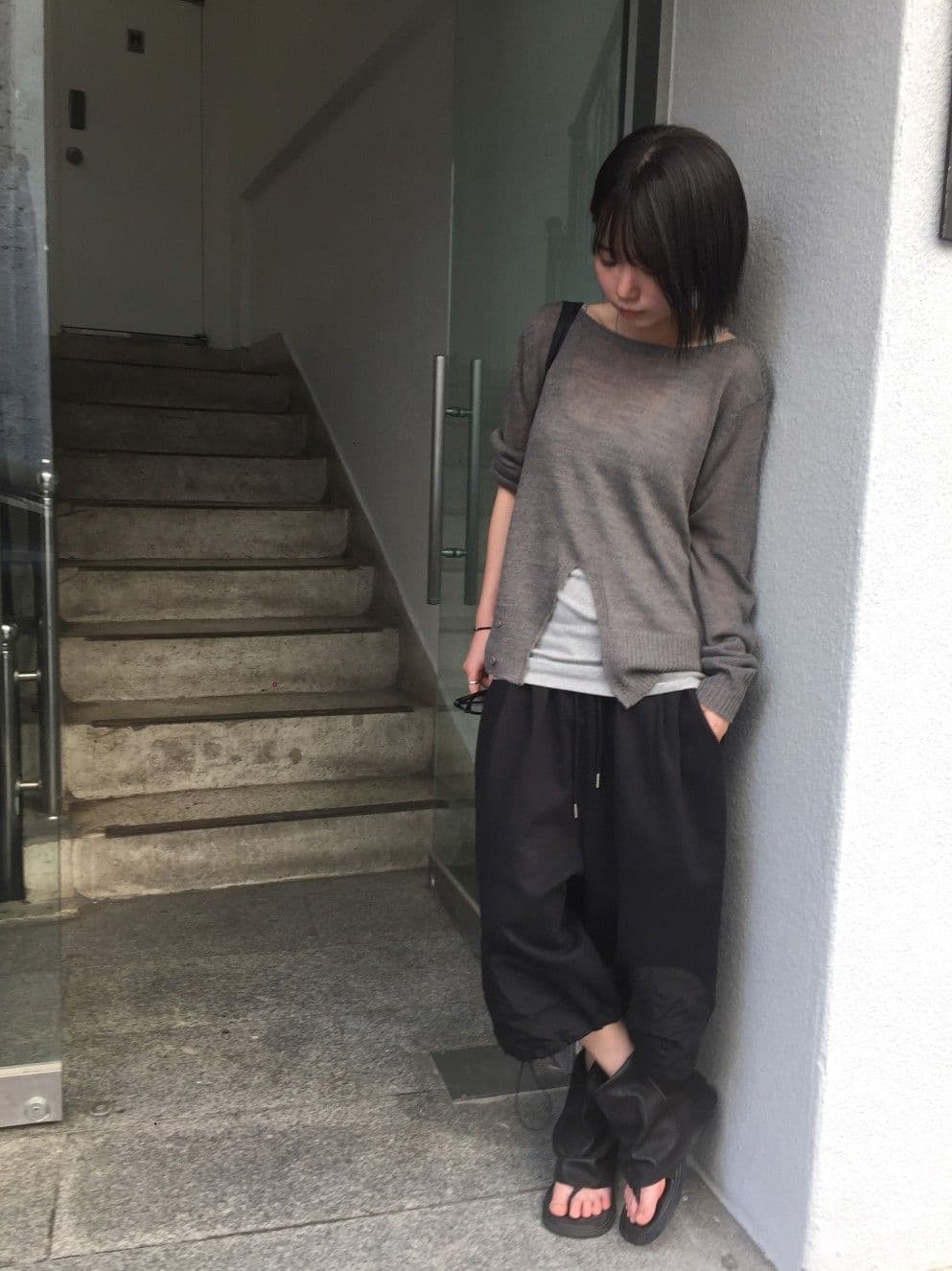 Tonton 3/4 length pants shorts drawstring joggers Bermuda balloon fit nylon patch Capri - 이미지 7