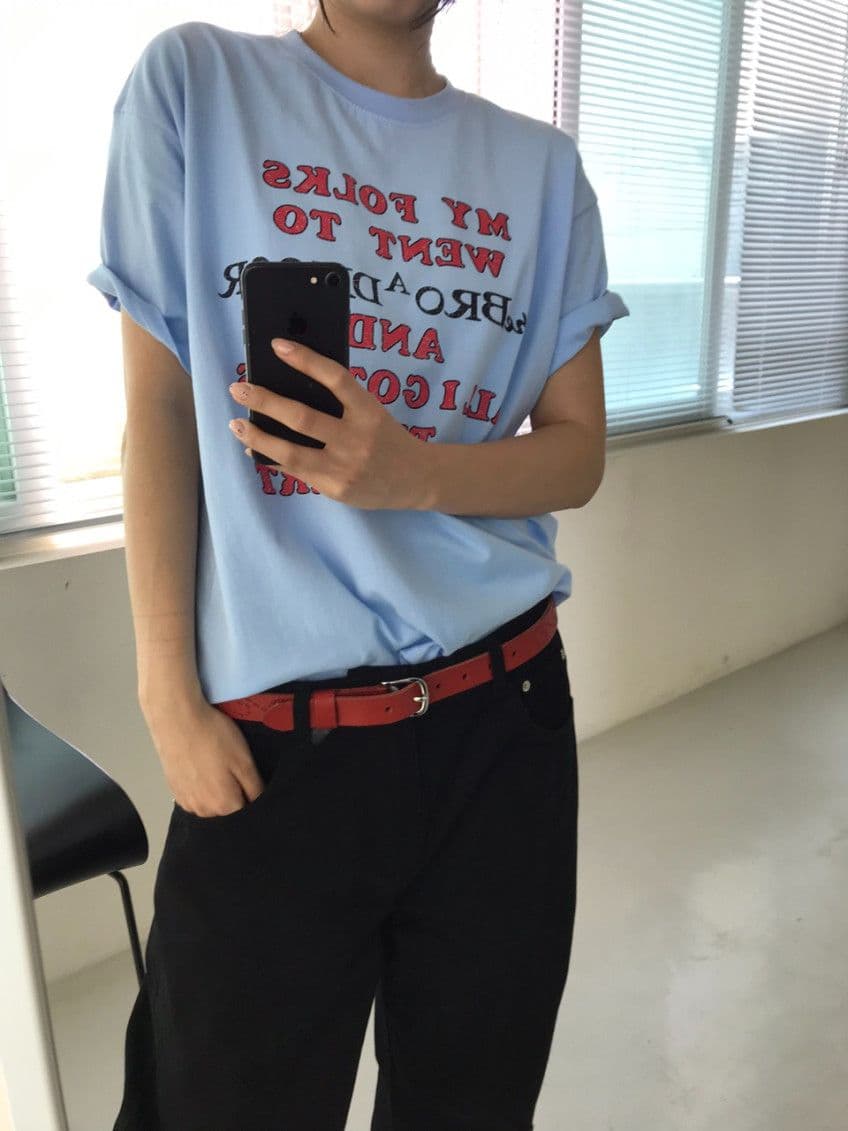 (Feature) Loose Fit Rouge Printed Short Sleeve T-shirt, 20-Count Cotton, Unisex, Men's Crop, Popular - 이미지 10