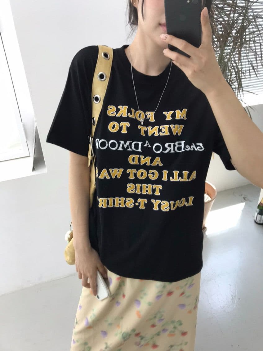 (Feature) Loose Fit Rouge Printed Short Sleeve T-shirt, 20-Count Cotton, Unisex, Men's Crop, Popular - 이미지 1