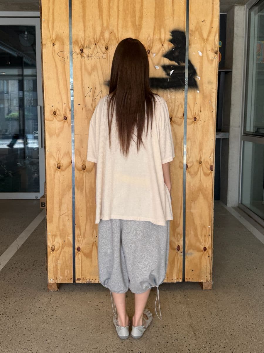 Tonton Bermuda Shorts 3/4 Length - Nylon Patch Wide Shorts Jogger Bermuda Drawstring Balloon Fit - 이미지 2