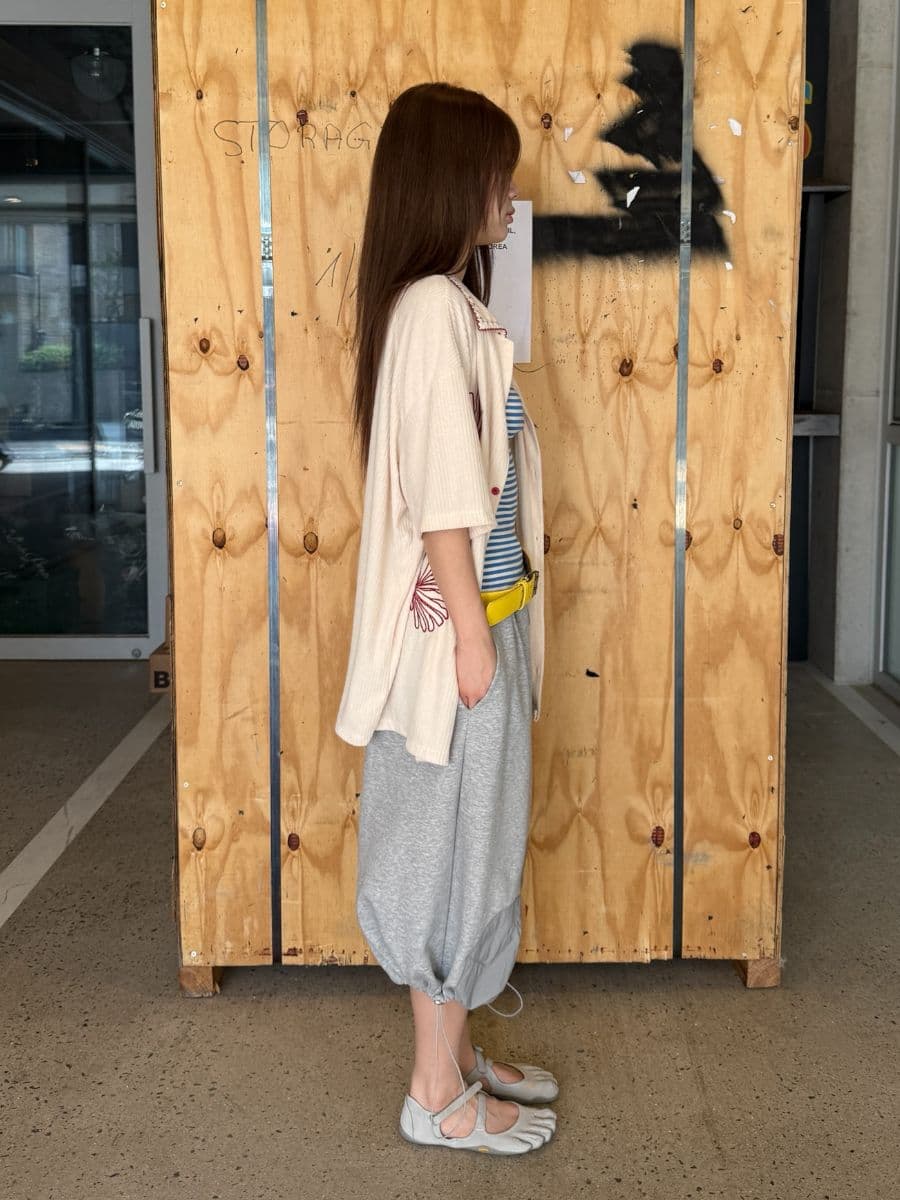 Tonton Bermuda Shorts 3/4 Length - Nylon Patch Wide Shorts Jogger Bermuda Drawstring Balloon Fit - 이미지 3