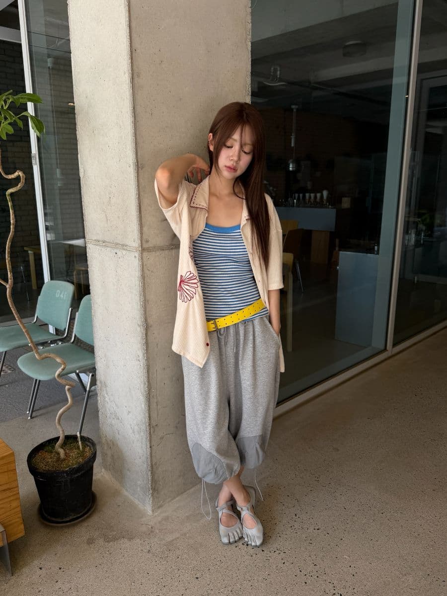 Tonton Bermuda Shorts 3/4 Length - Nylon Patch Wide Shorts Jogger Bermuda Drawstring Balloon Fit - 이미지 7