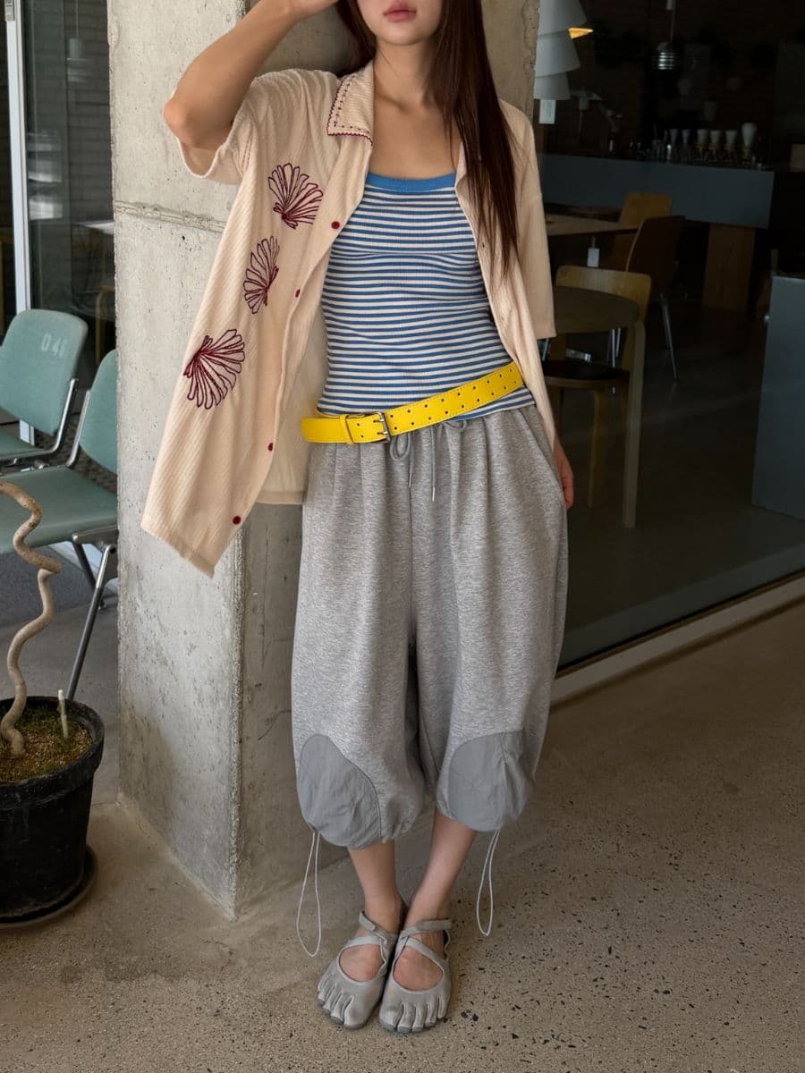 Tonton Bermuda Shorts 3/4 Length - Nylon Patch Wide Shorts Jogger Bermuda Drawstring Balloon Fit - 이미지 6